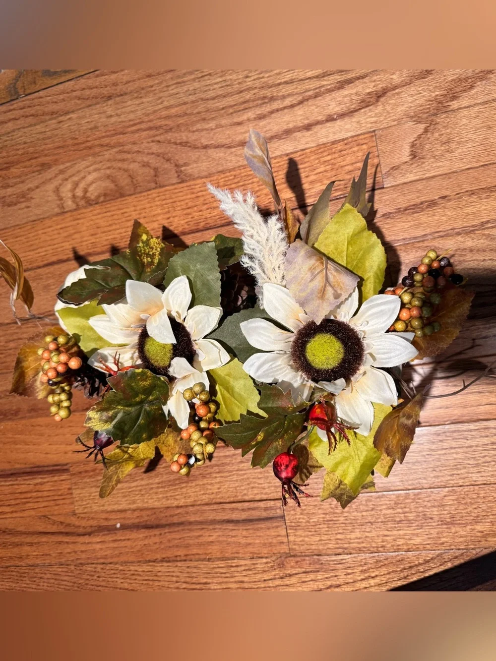 Fall floral table/mantle arrangement in wood box